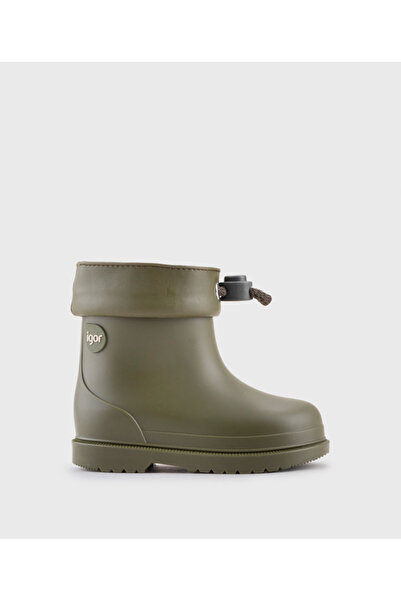 IGOR Cc330 Bimbi Euri Borregutio Unisex Children's Khaki Green Rain Boots with Fur Inside