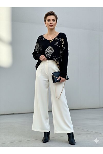 Miss BuBu Collection Kadın İtalyan Modal Kumaş Yazı & Love Desen Fileli Bluz