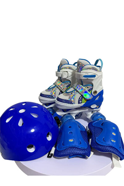 Krista R01 4-wheeled children's roller with lights, adjustable sizes 31 - 34, blue, S