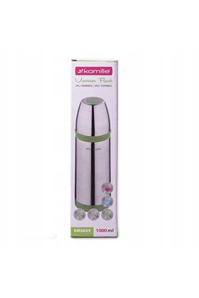 Kamille Vacuum Thermos, stainless steel, lid-cup, 1L, red/violet, 32.5x8.5cm