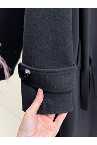 BENAHOLL Alisa Double Pocket Scarf Coat-En2200 Black