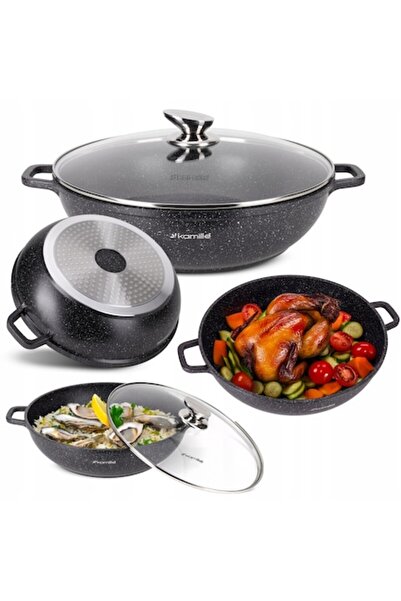 Kamille Marbled Aluminum Pot for Induction 5.5 L with Glass Lid