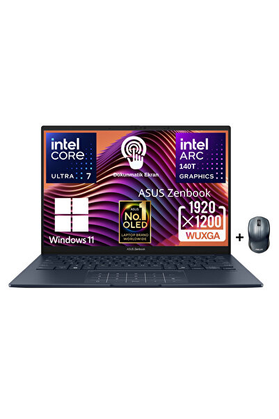ASUS Zenbook 14 UX3405CA-QL286W Ultra 7 255H 16GB 512GB SSD 14" OLED W11H Laptop - Mouse WZ10