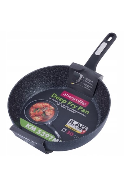 Kamille Tigaie adâncă, aluminiu cu strat de marmură, 30 cm, neagră