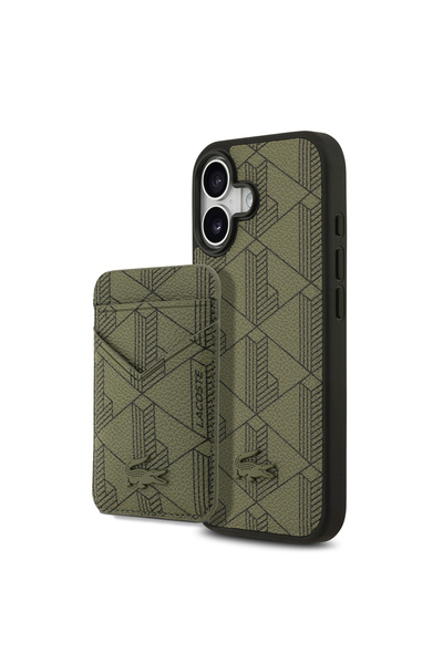 Lacoste iPhone 17 Case Licensed M-Safeli Pu Leather Designed Mixed Monogram C...