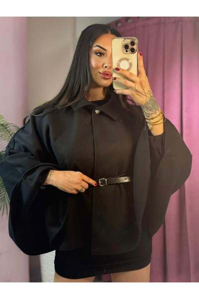 inci bayan giyim BELTED BOWL PONCHO