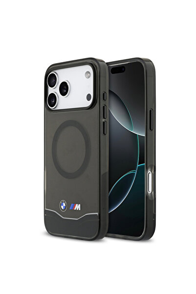 BMW iPhone 17 Pro Max Kılıf Lisanslı M-safeli Metal Buton Tasarımlı Tranparan M Dizayn Kapak Siyah