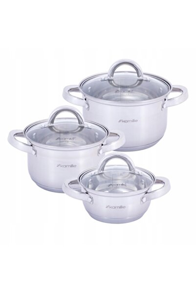 Kamille Set de 3 oale și cratițe Kamille, oțel inoxidabil, 1L/2.1L/2.9L, argintiu