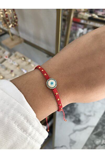 the ASEL İNCİ Nazar bead detailed rope model adjustable bracelet