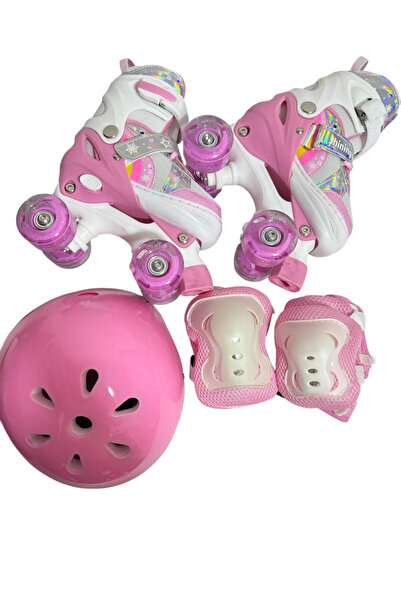 Krista Children's Roller R01 with 4 wheels with lights, adjustable sizes 27 - 30, pink, XS, XS