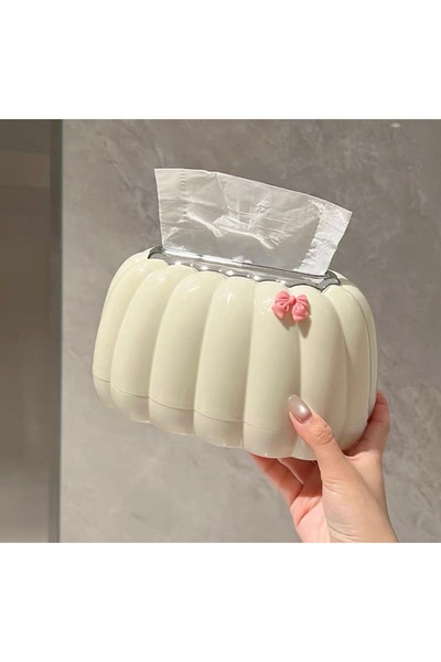 selvi wear Stylish Decorative Napkin Box with Ribbon Detail – Tabletop Napkin Holder