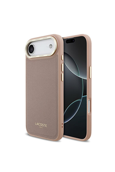 Lacoste حافظة متوافقة مع هاتف iPhone 17 Air، غطاء مصمم من جلد PU الأصلي المرخ...