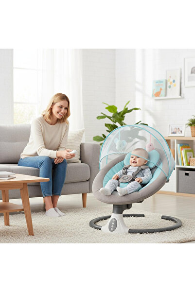 Bebelul Leagan electric pentru bebelusi S-Y608 (balansoar automat 4 viteze, telecomanda, Bluetooth, melodii