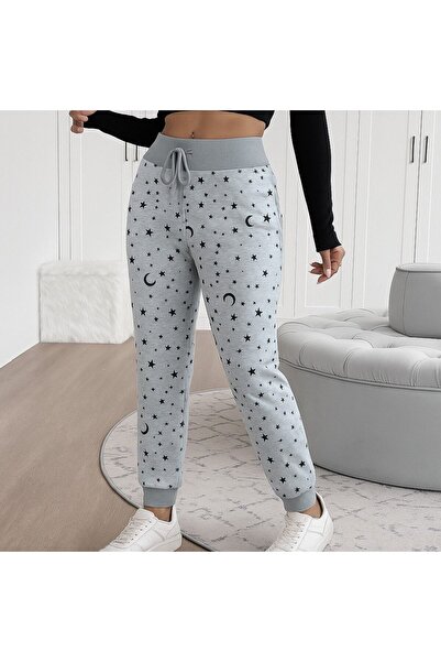 EyesOf Women's High Waist Lace-Up Patterned Two Thread Pants
