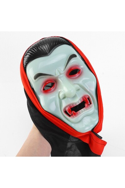 Fabrilux Mască de vampir de Halloween cu colți și detalii roșii – Accesoriu î...