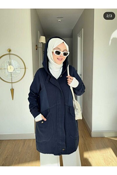 misselis kadın gabardin uzun kap ceket