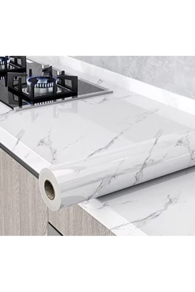 topbazar Set de 3 folii autoadezive cu aspect de marmură albă 60 x 200 cm