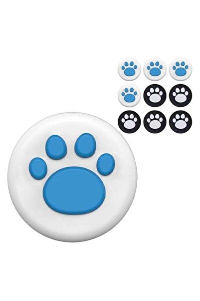Promass 10 pcs Cute Controller Thumb Grips Cat Paw Design Thumbstick Grips (Black/White/Blue)