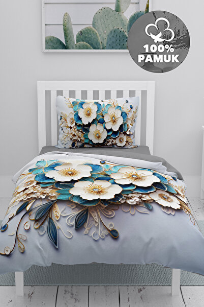 MonoHome %100 PAMUK Ranforce Çeyizlik Luxury 5D Dijital Tek Kişilik Nevresim ...