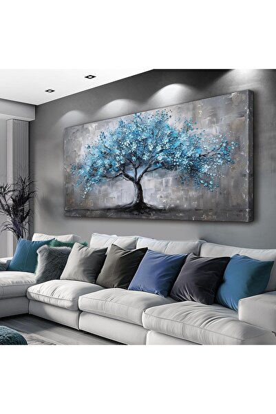 Emoda home Trove لوحة فنية جدارية من قماش أشجار زرقاء (60×120 سم مؤطرة) - لوح...