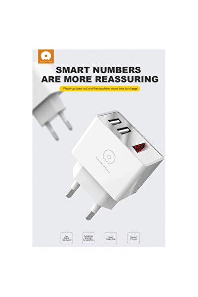 Flippy Flippy Mains Charger, 2.4A, 2 USB ports, with LED display WUW-C82, White