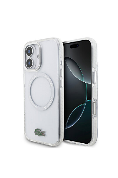 Lacoste iPhone 17 Kılıf Orjinal Lisanslı M-safe Özellikli İkonik Timsah Logolu Buzlu Kapak Beyaz