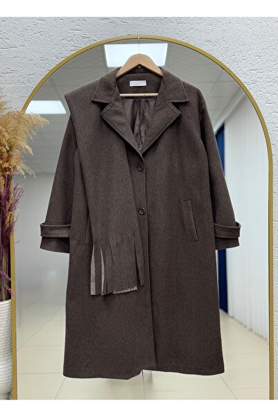 BENAHOLL Alisa Double Pocket Scarf Coat-En2200 Brown