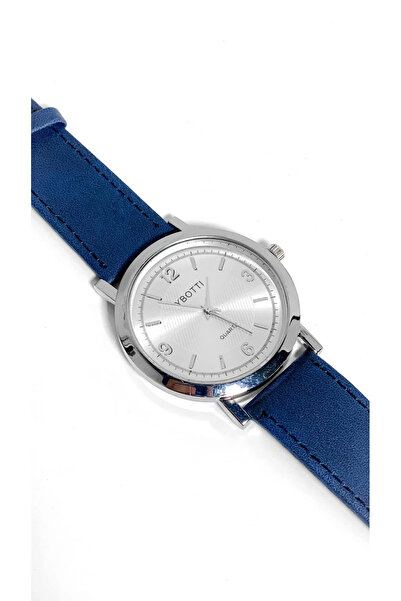 1way An elegant leather wristwatch with a classic design and an Arabic silver dial.