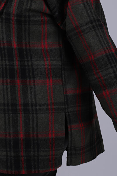 armonika Women's Khaki Men's Collar Side Slit Oversized Jacket Arm-26K001009