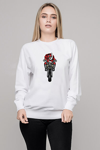 QIVI سترة محبوكة للسيدات من Motor NoelBaba Skull Rock Metal مطبوع باللون الأب...