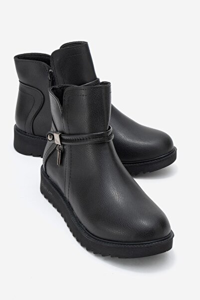 CCWAY AYAKKABI Απλές μπότες με φερμουάρ με αξεσουάρ ΜΑΥΡΟ ΔΕΡΜΑ
