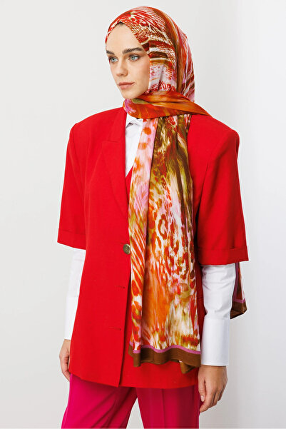 Mooncorn Orange Leopard Pattern Hemp Shawl