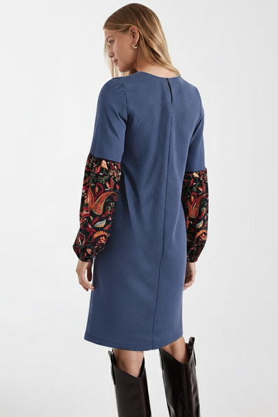 armonika Γυναικείο φόρεμα με μπαλόνι με σκούρο μπλε σχέδιο ARM-26K001051