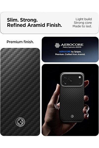 Spigen Enzo Aramid T MagFit for iPhone 17 Pro MAX case MagSafe compatible Aramid Fiber Black Silver
