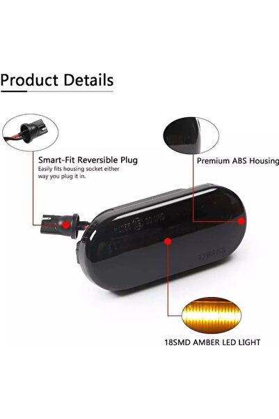 BZRSH Set of 2 Sequential LED Wing Indicators for VW/Seat/Ford/Skoda (Dynamic)