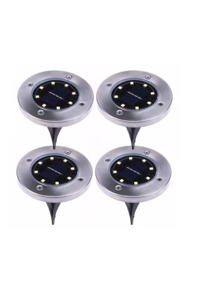 BZRSH Set de 4 lumini solare de grădină, 8 LED-uri, IP65, alb cald, senzor de...