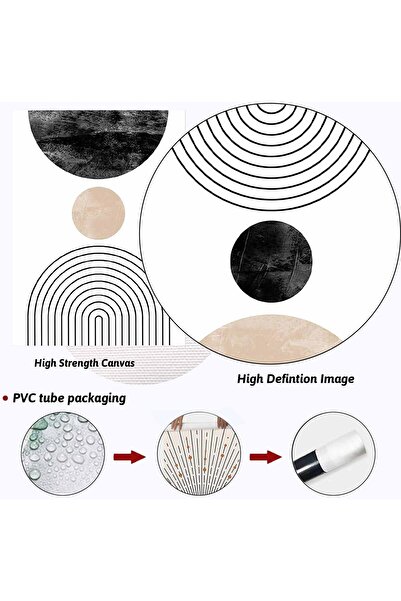 Generic 3-Piece Boho Wall Art - Neutral Modern Abstract Geometric Lines (Black, White, Beige), Unframed