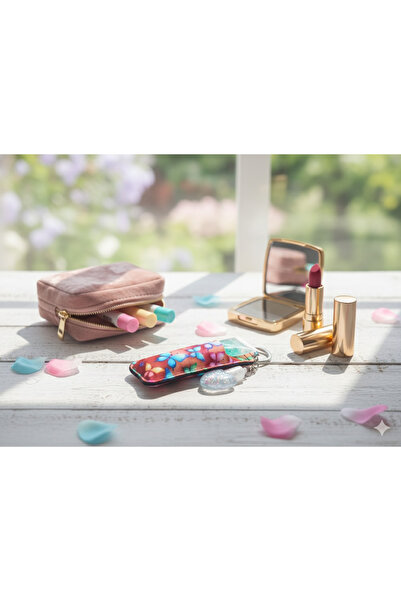 Bir حلقة مفاتيح أحمر الشفاه