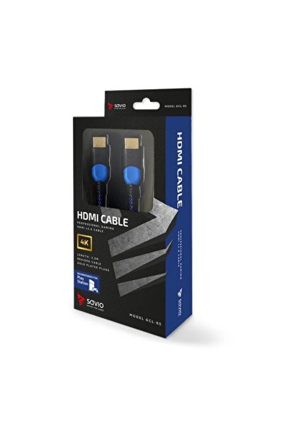 Savio GCL-05 Professional HDMI 2.0 Cable, Nylon Braided, Blue/Black, 3m, 4K