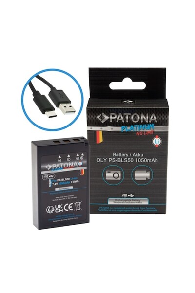 Patona Platinum BLS-5 Battery, 1050mAh, USB-C Charging, for Olympus E-P3 E-PL...
