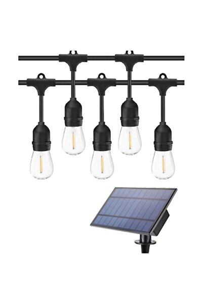 OEM Solar Panel Garland with 10 Included 2W LED Filament Bulbs, 10m, 3000K Warm White