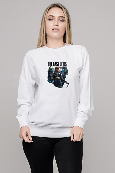 QIVI The Last of Us Part 2 Printed White Women's Knitted Sweatshirt Long Sleeve