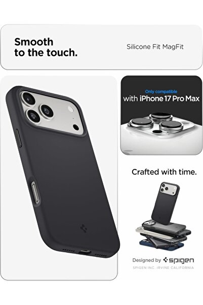 Spigen Silicone Fit MagFit for iPhone 17 Pro Max case cover [MagSafe compatible] - Black