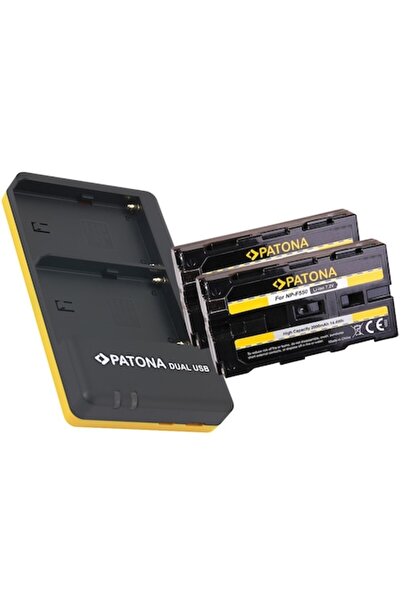 Patona Încărcător dual USB, 2 baterii pentru Sony NP-F550 și microfibră Smardy