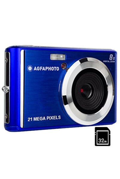 AgfaPhoto DC5200 21MP HD 720p Digital Camera Pack with 32 GB Card, Blue