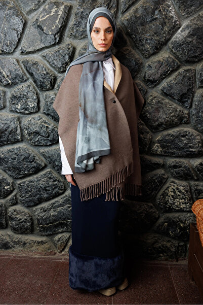 Mooncorn Σάλι από ραμί με σχέδιο ανθρακί Moreal