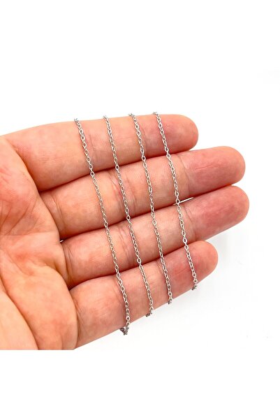 yfhobi 1 Metre- 0.40 mm Çelik Zincir, Kolye Zinciri, Takı Zinciri, Rodyum Ren...