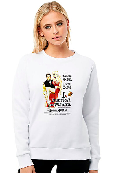 QIVI Diana Dors I Married a Woman Printed White Women's Knitted Sweatshirt Lo...