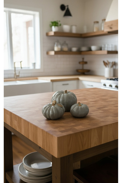 ZENNORA HOME Gri Balkabağı Dekor Seti 3 Parça, Ev Dekorasyon, Biblo, Obje, Ye...