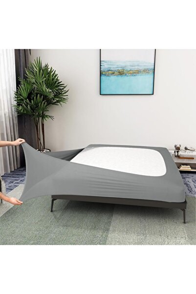 Generic ALYVIA SPRING Box Spring Cover, Stretch Jersey Wrap Around All Four Sides, Full/Full XL, Light Beige